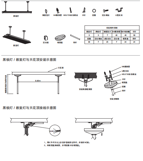 led教室灯安装图